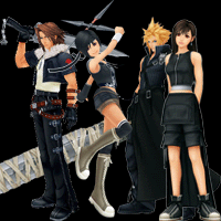 hades paradox cup leon, yuffie, tifa, and cloud